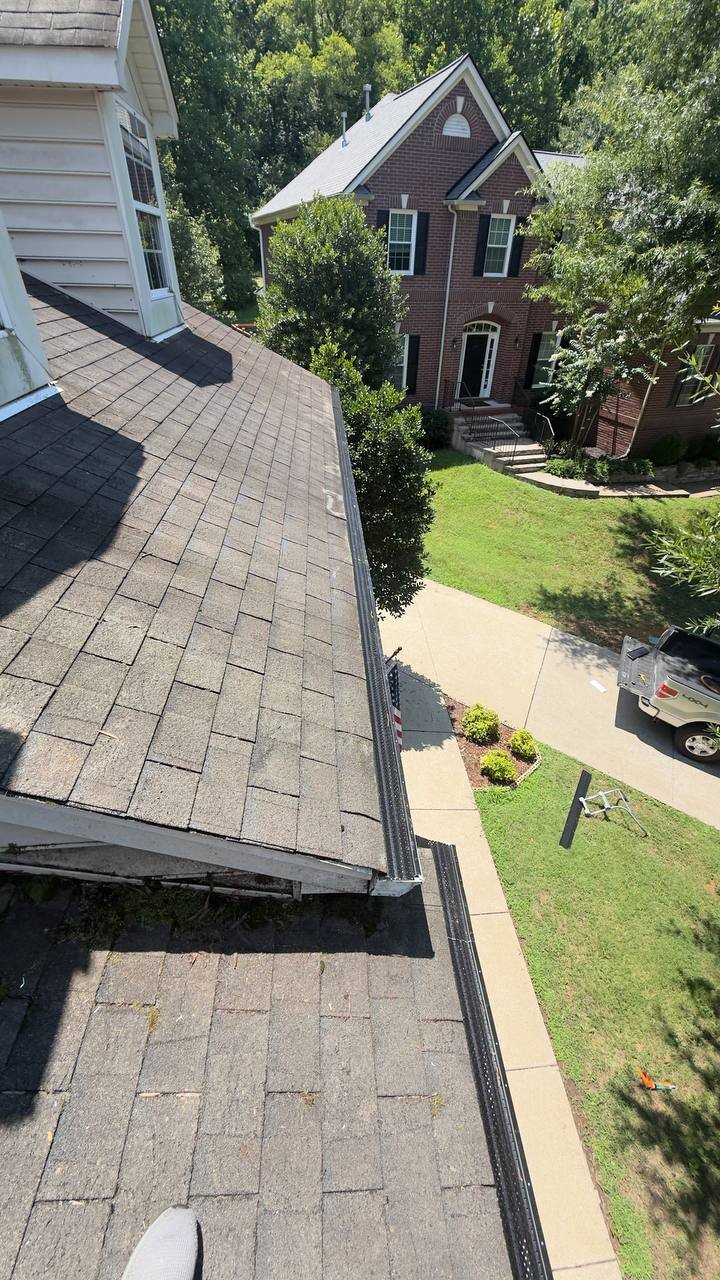 Front roofline after gutter guard installation